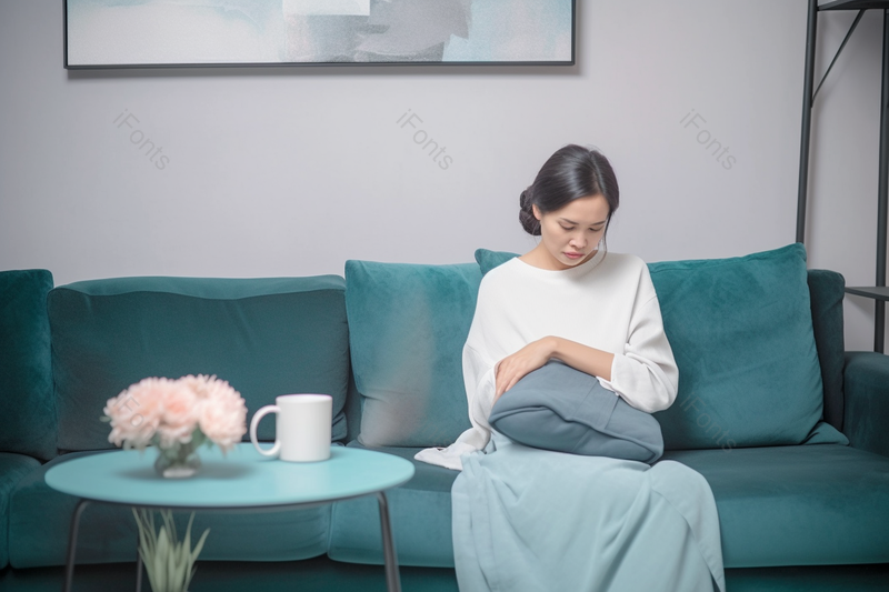 坐在沙发上的女性痛经女性痛经高清图片清晰摄影图,高清,摄影图,摄影图片,图片大全,摄影图免费下载